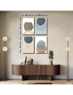 Cuadro decorativo Canvas Art set de manchas minimalistas varios colores con barniz a registro