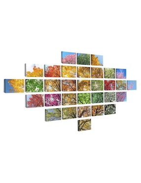 Cuadro decorativo Canvas Art árbol corpulento y frondoso con barniz a registro