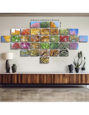 Cuadro decorativo Canvas Art árbol corpulento y frondoso con barniz a registro