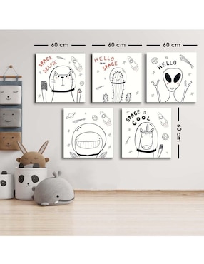 Cuadro decorativo Canvas Art criaturas diferentes con barniz a registro