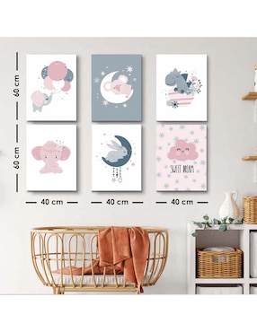 Cuadro decorativo Canvas Art ambiente para la noche para bebé con barniz a registro