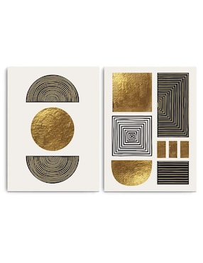 Cuadro decorativo Canvas Art set de figuras doradas con barniz a registro