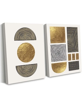 Cuadro decorativo Canvas Art set de figuras doradas con barniz a registro