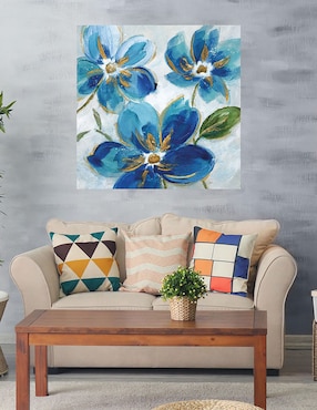Cuadro decorativo Azules Florecientes I técnica mixta Cuadros Jr Primavera