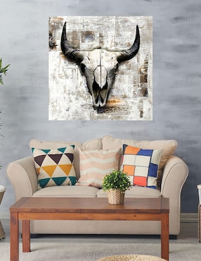 Cuadro decorativo Cráneo de Vaca Blanca II técnica mixta Cuadros Jr Símbolos