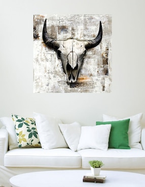 Cuadro decorativo Cráneo de Vaca Blanca II técnica mixta Cuadros Jr Símbolos
