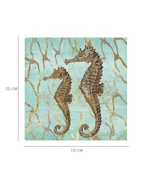 Cuadro decorativo Caballitos de mar de oro técnica mixta Cuadros Jr Criaturas Marinas