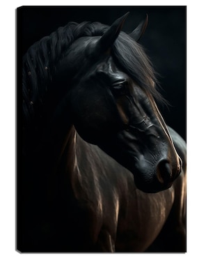 Litografía Un Toque Francés Black Horse Realistic Técnica Acrílico