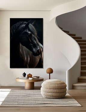 Litografía Un Toque Francés Black Horse Realistic técnica acrílico