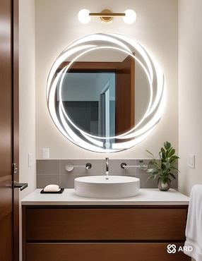 Espejo redondo Ard para baño con luz led Glanz Tornado
