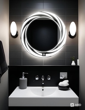 Espejo redondo Ard para baño con luz led Glanz Tornado