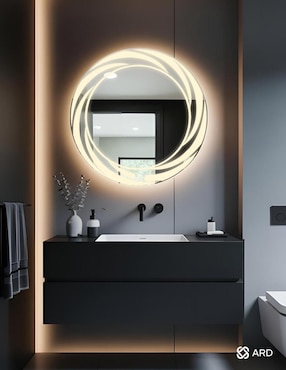 Espejo redondo Ard para baño con luz led Glanz Tornado