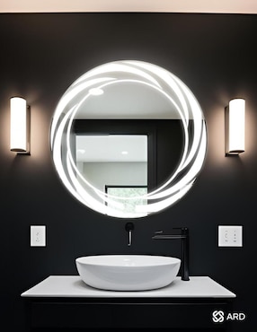Espejo redondo Ard para baño con luz led Glanz Tornado