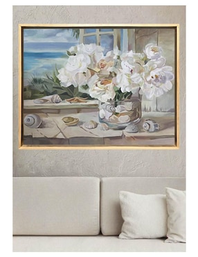 Pintura Conchas y flores técnica acrílico Lune Art Gallery Playa