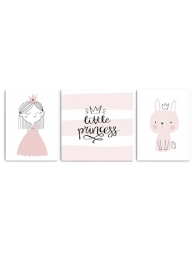 Cuadro decorativo Canvas Art set de pequeña princesa posando con barniz a registro