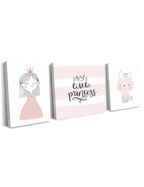 Cuadro decorativo Canvas Art set de pequeña princesa posando con barniz a registro