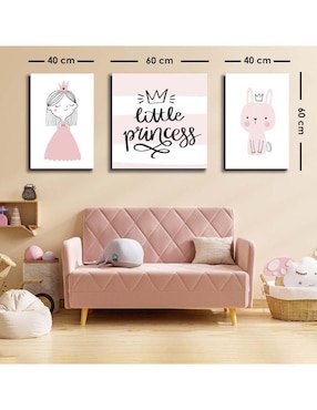 Cuadro decorativo Canvas Art set de pequeña princesa posando con barniz a registro