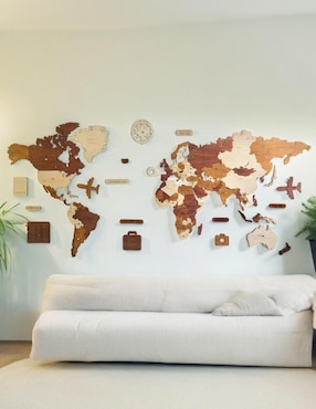 Cuadro decorativo Gift Mexico mapa de madera del mundo