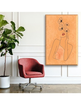 Cuadro decorativo Industria Grafica Ciento 23 Mujer flor naranja