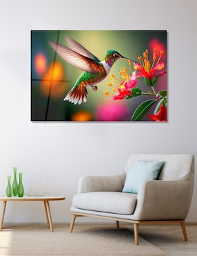 Litografía Un Toque Francés Colibrí técnica acrílico