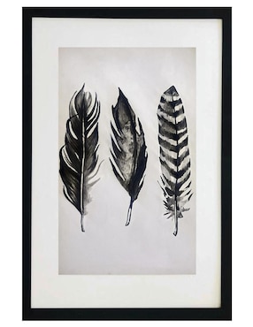 Pintura 3 Feathers técnica acrílico Lune Art Gallery