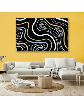 Cuadro decorativo Industria Grafica Ciento 23 Ondas negro