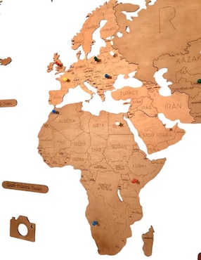 Costal decorativo Gift Mexico mapa de madera del mundo