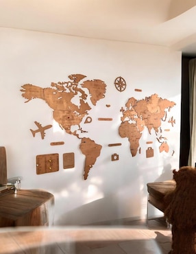 Costal decorativo Gift Mexico mapa de madera del mundo