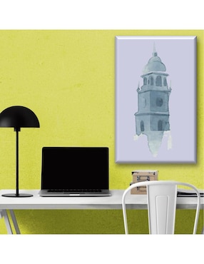 Cuadro decorativo Industria Grafica Ciento 23 Torre acuarela azul