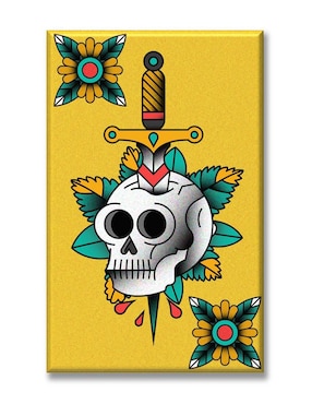 Cuadro decorativo Industria Grafica Ciento 23 calavera estilo tatuaje