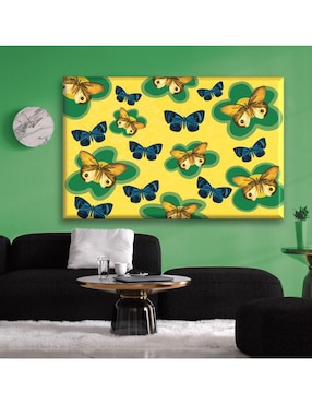 Cuadro decorativo Industria Grafica Ciento 23 Mariposa y flores verdes