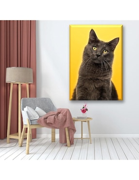 Cuadro decorativo Industria Grafica Ciento 23 Gato fondo amarillo