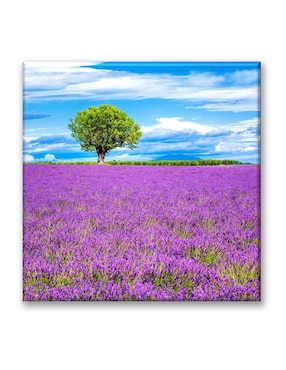 Cuadro Decorativo Industria Gráfica Ciento 23 Árbol En Campo De Lavanda