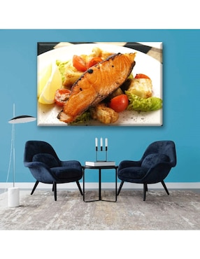 Cuadro decorativo Industria Grafica Ciento 23 Salmón con ensalada