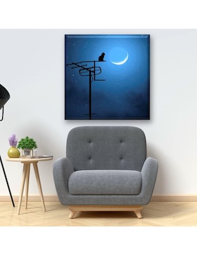 Cuadro decorativo Industria Grafica Ciento 23 Gato en la luna