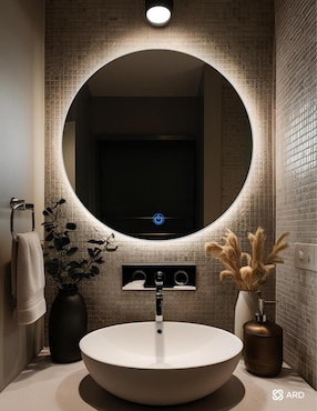 Espejo redondo Ard para baño con luz Led Glanz Backlit Soul