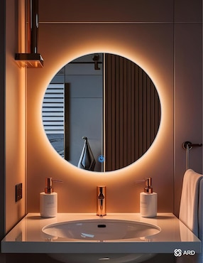 Espejo redondo Ard para baño con luz Led Glanz Backlit Soul