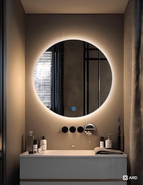 Espejo redondo Ard para baño con luz Led Glanz Backlit Soul
