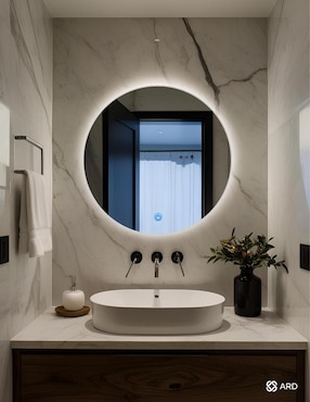 Espejo redondo Ard para baño con luz Led Glanz Backlit Soul