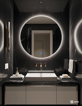 Espejo redondo Ard para baño con luz Led Glanz Backlit Soul