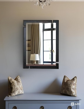 Espejo rectangular Ard Decorativo de pared de madera Glanz Blackwood
