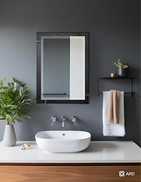 Espejo rectangular Ard Decorativo de pared de madera Glanz Blackwood