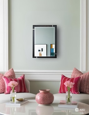 Espejo rectangular Ard Decorativo de pared de madera Glanz Blackwood