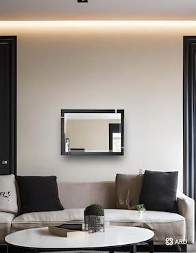 Espejo rectangular Ard Decorativo de pared de madera Glanz Blackwood