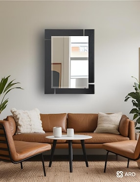 Espejo rectangular Ard Decorativo de pared de madera Glanz Blackwood