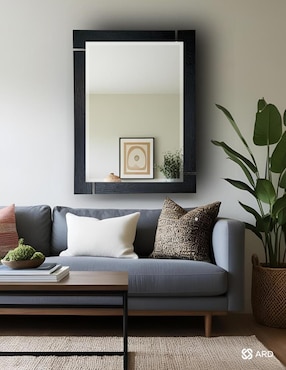 Espejo rectangular Ard Decorativo de pared de madera Glanz Blackwood