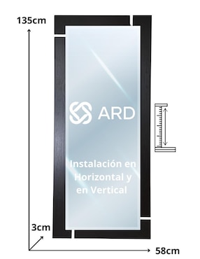 Espejo rectangular Ard Decorativo de pared de madera Glanz Blackwood
