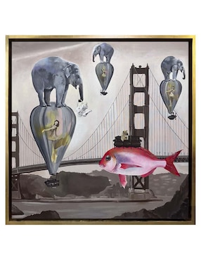 Pintura Golden Fish técnica acrílico Lune Art Gallery Surrealismo