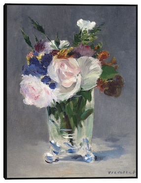 Cuadro decorativo Flores en un jarrón de cristal (c. 1882) técnica mixta Cuadros Jr Floreros