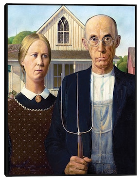 Cuadro decorativo Gótico americano (1930) técnica mixta Cuadros Jr Gente